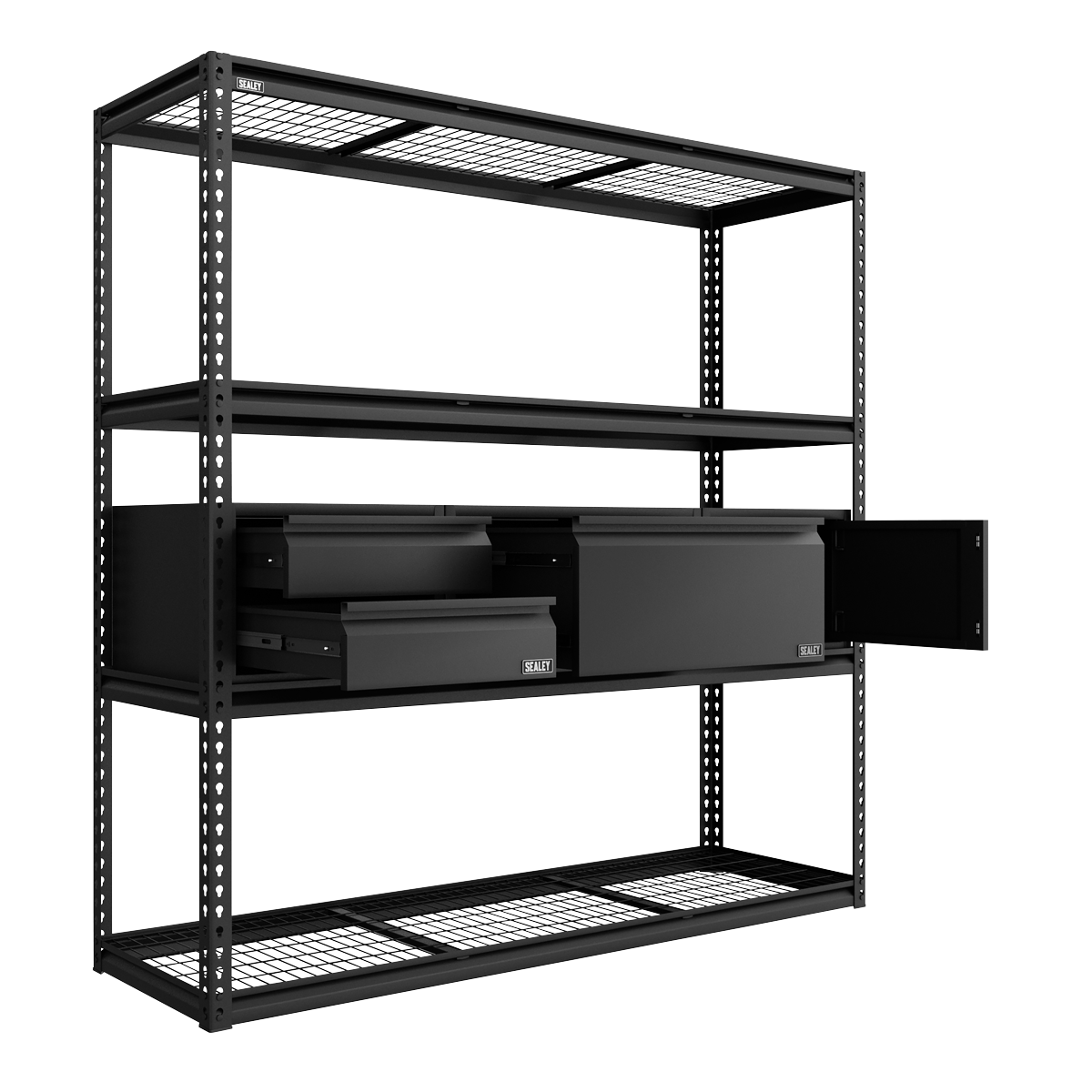 Heavy-Duty Modular Racking Kit with 3 Storage Units