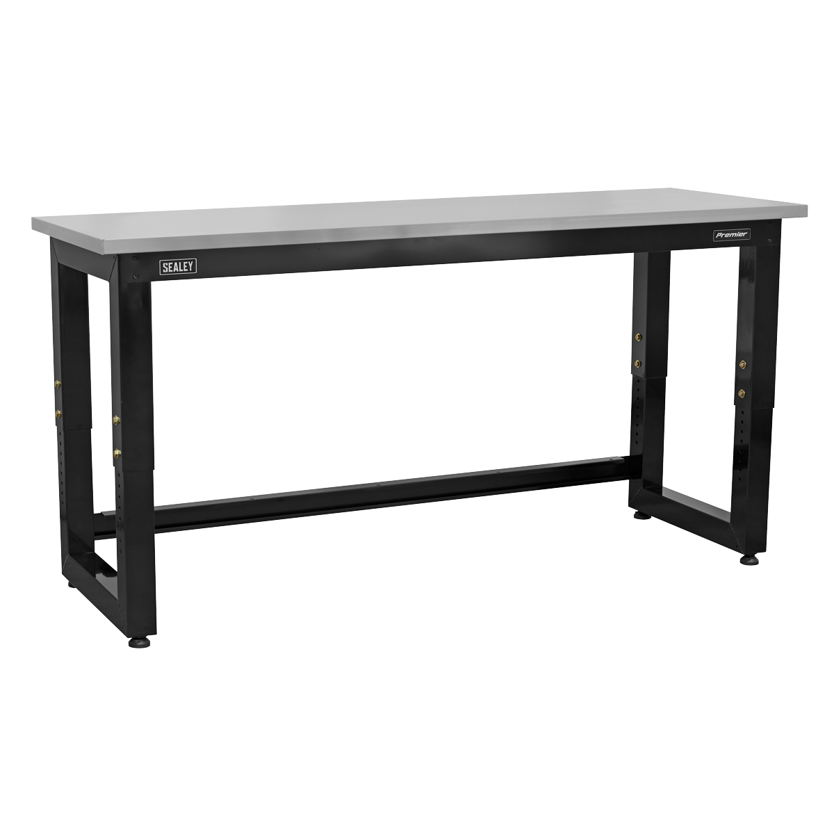Premier™ Heavy-Duty Steel Adjustable Workbench with Stainless Steel Worktop 1830mm