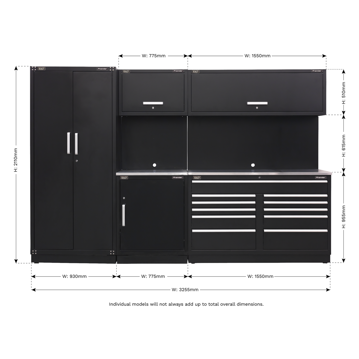 Premier™ Storage System with Stainless Worktop 3.26m