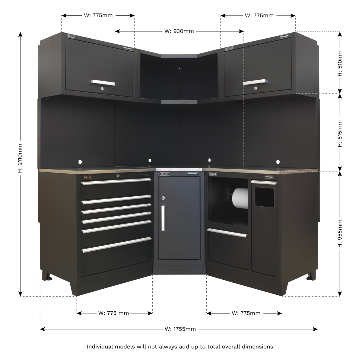Premier™ Corner Storage System with Stainless Worktop 1.71m