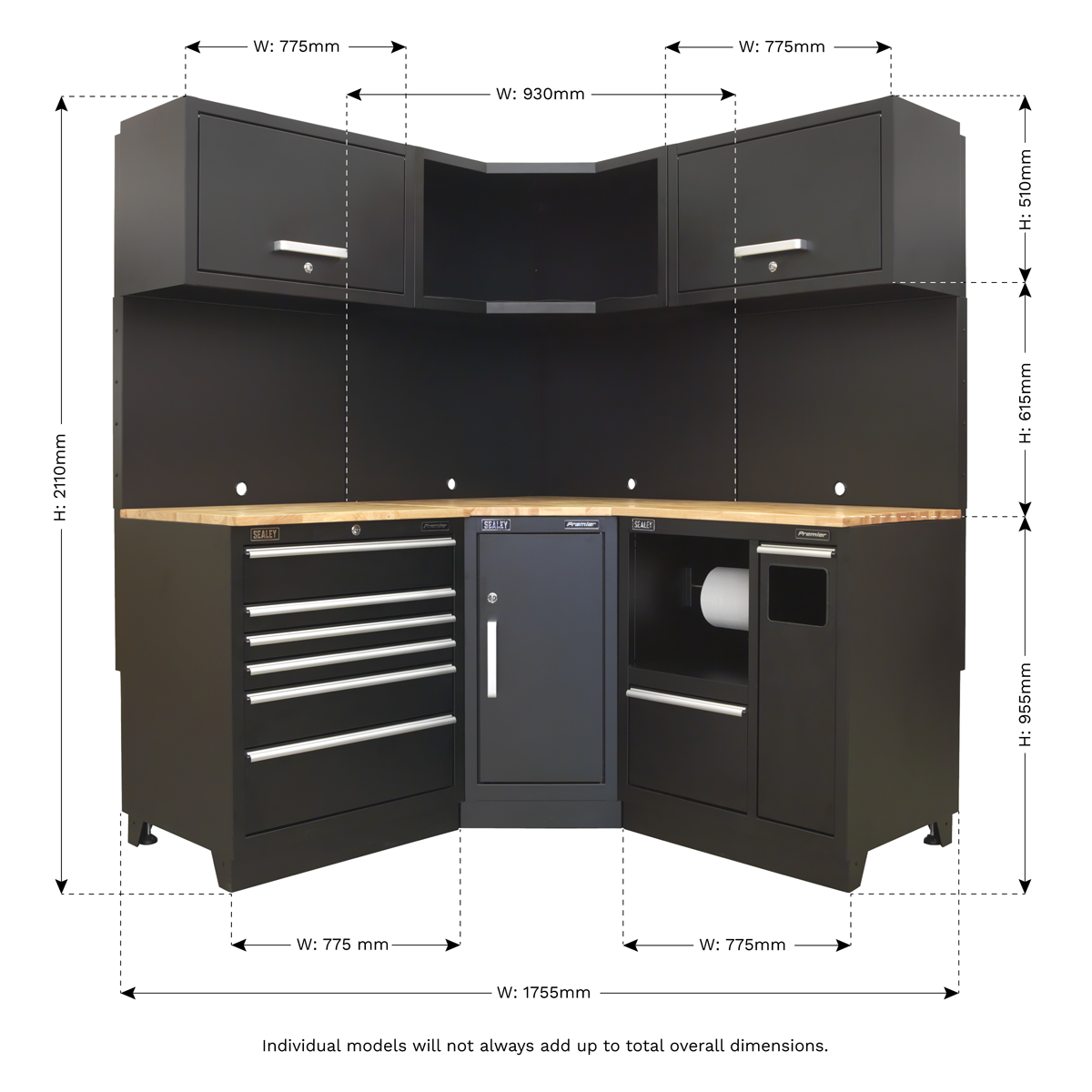 Premier™ Corner Storage System with Hardwood Worktop 1.71m