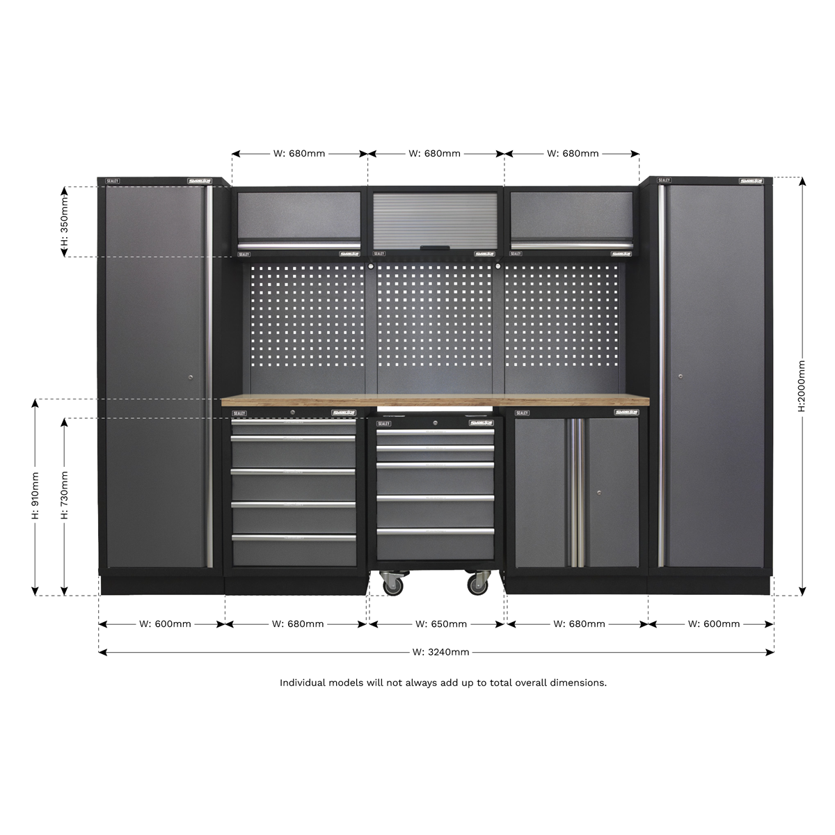 Superline PRO® Storage System with Wood Worktop 3.24m