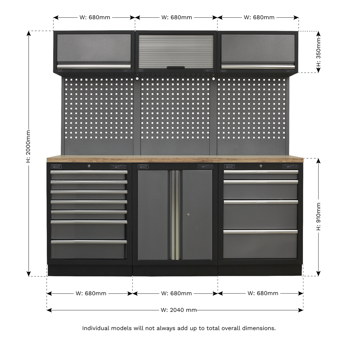 Superline PRO® Storage System with Wood Worktop 2.04m