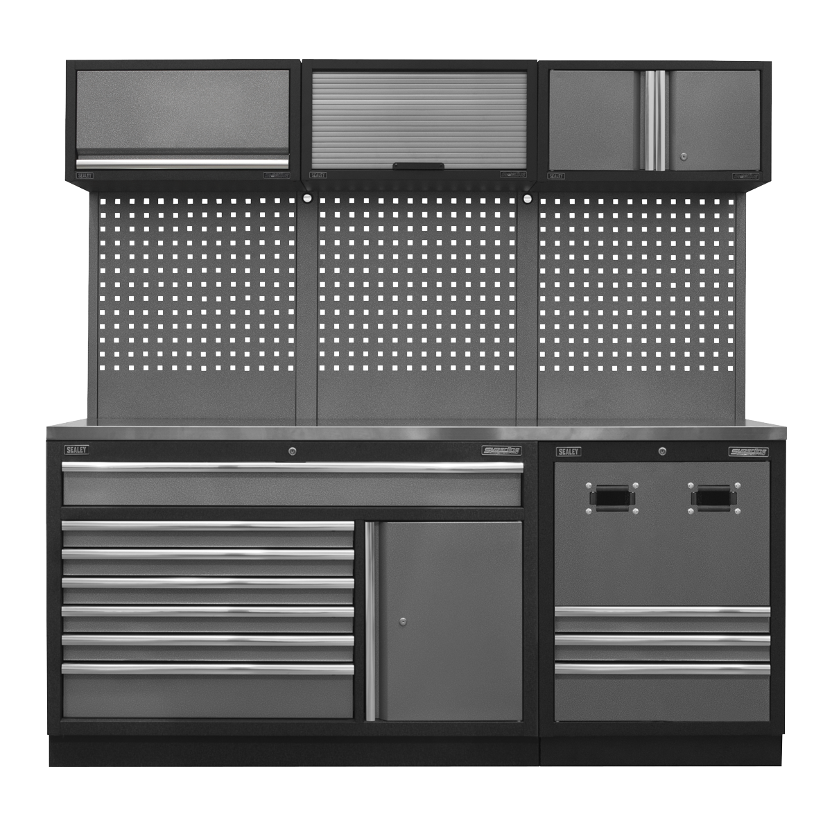 Superline PRO® Modular Storage System Combo with Stainless Steel Worktop