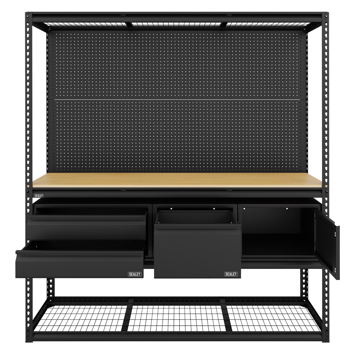 Heavy-Duty Modular Workbench & Racking Kit with 3 Storage Units