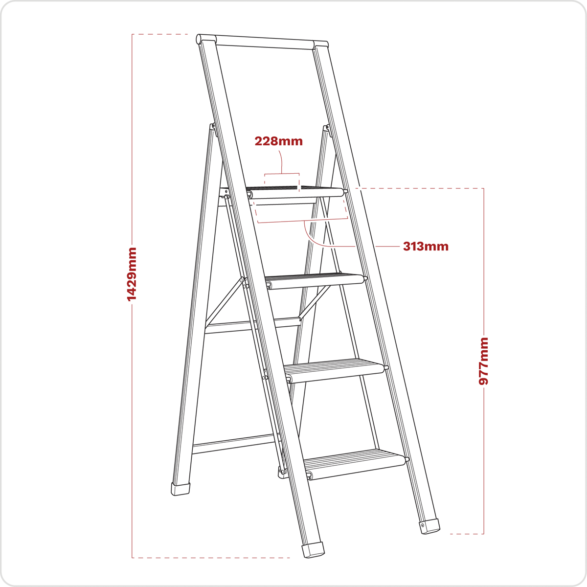 Professional Folding Step Ladder 4-Step Aluminium 150kg Capacity