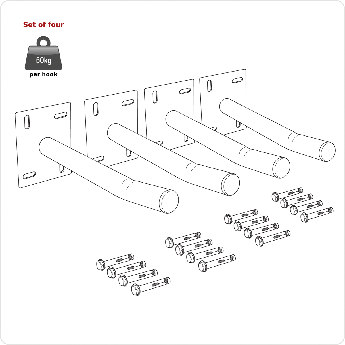 Wall Mounting Storage Hooks - Set of 4