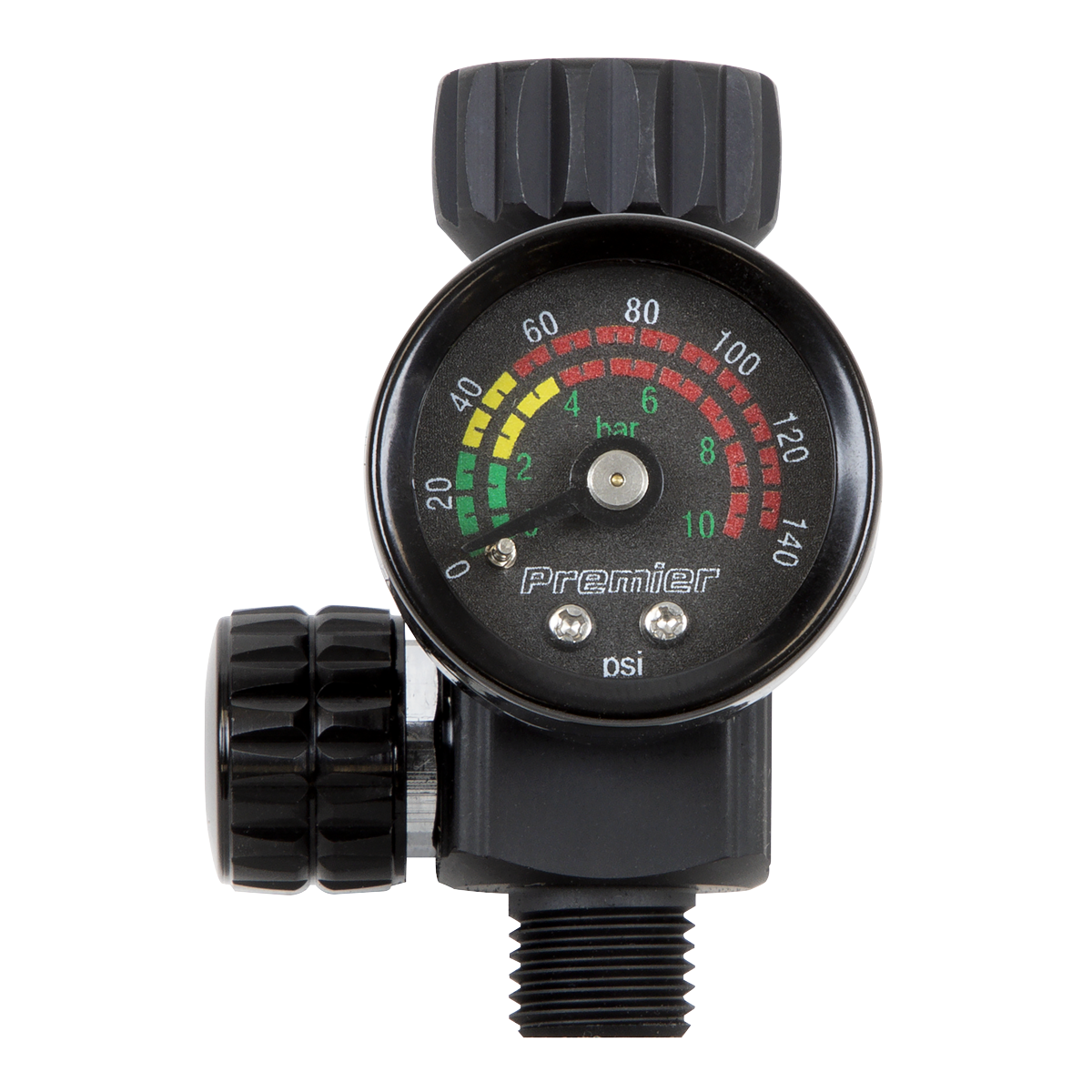 Premier On-Gun Air Pressure Regulator/Gauge with Glass Lens