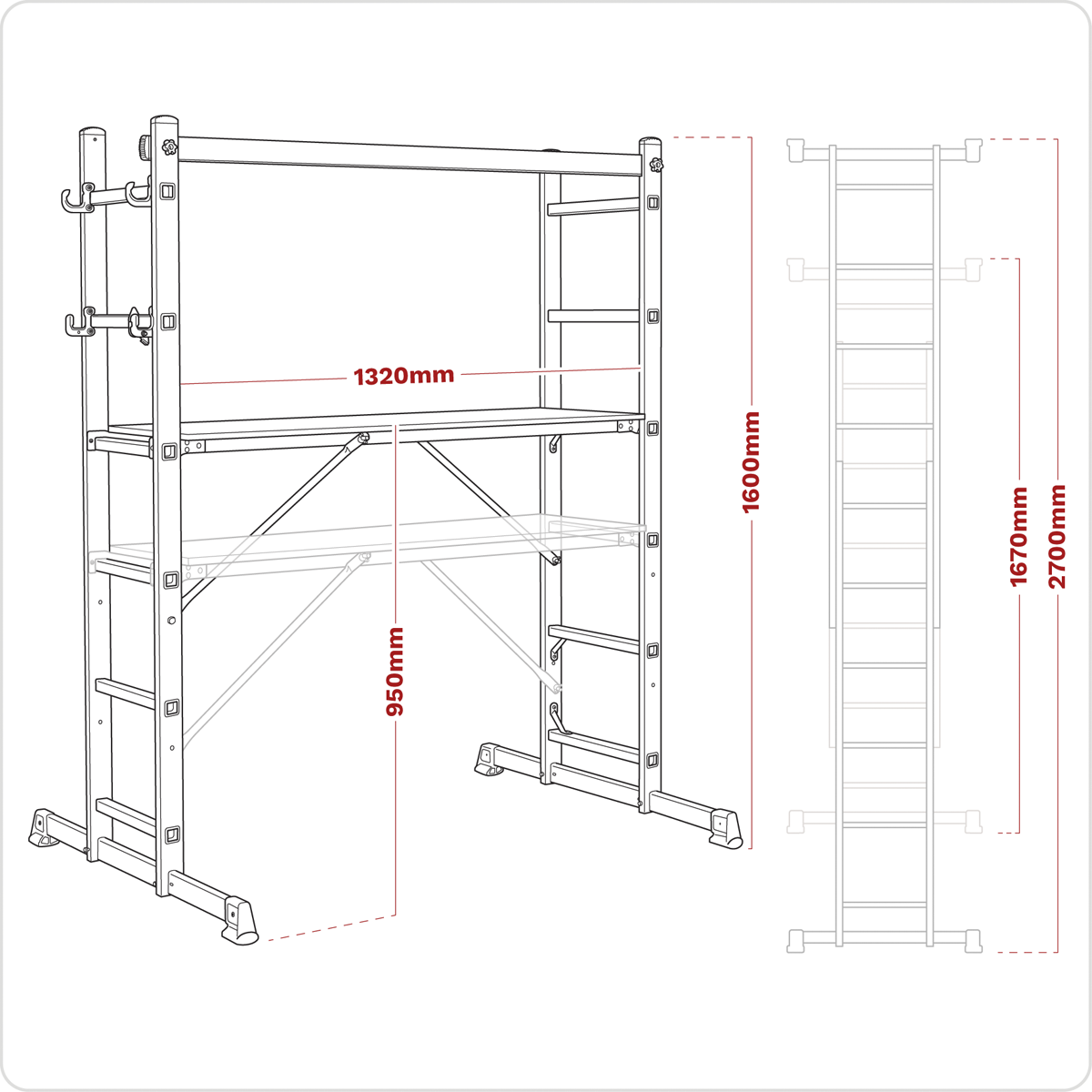 Scaffold Ladder 4-Way Aluminium - EN 131