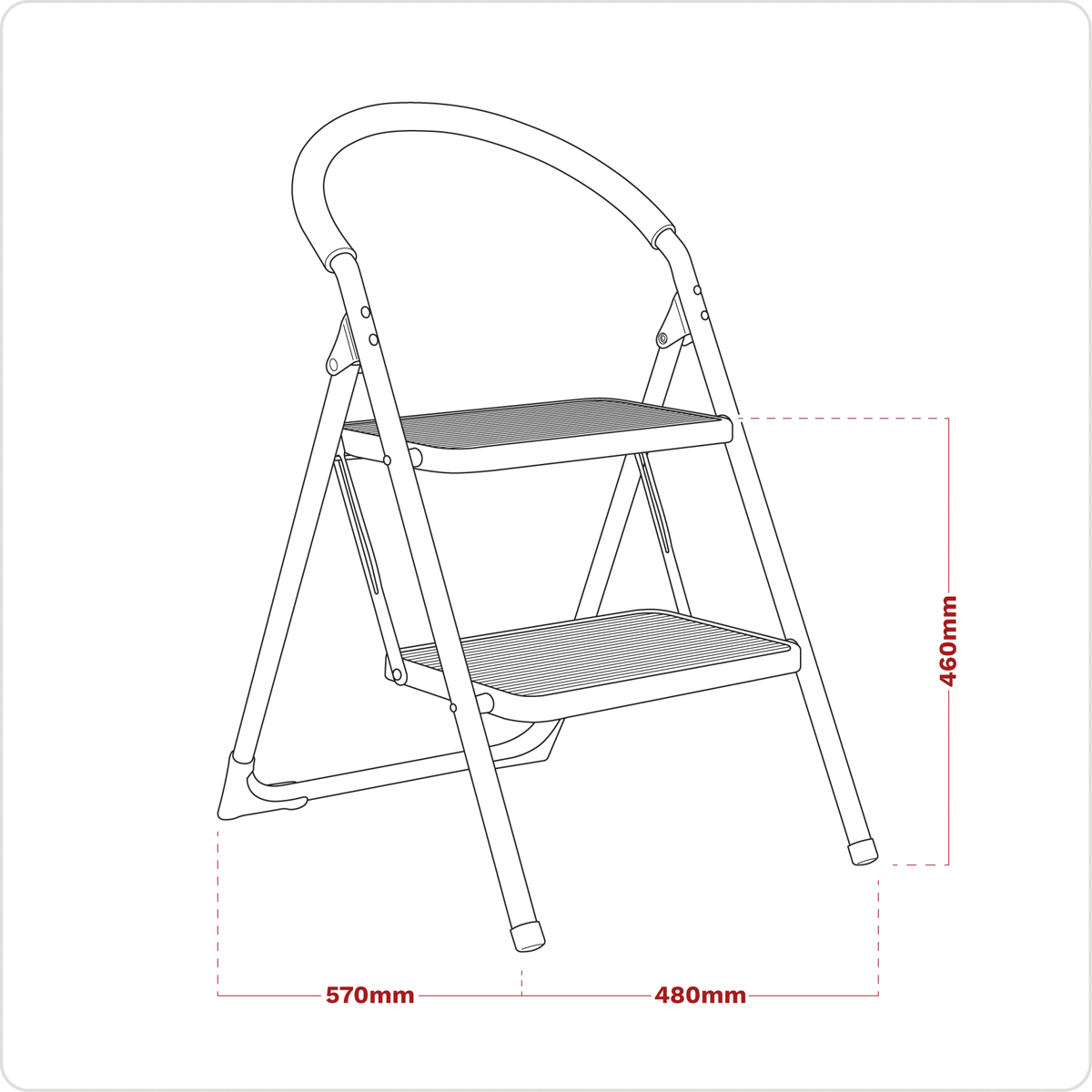 Step Stool 2-Tread 150kg Capacity - BS EN14183