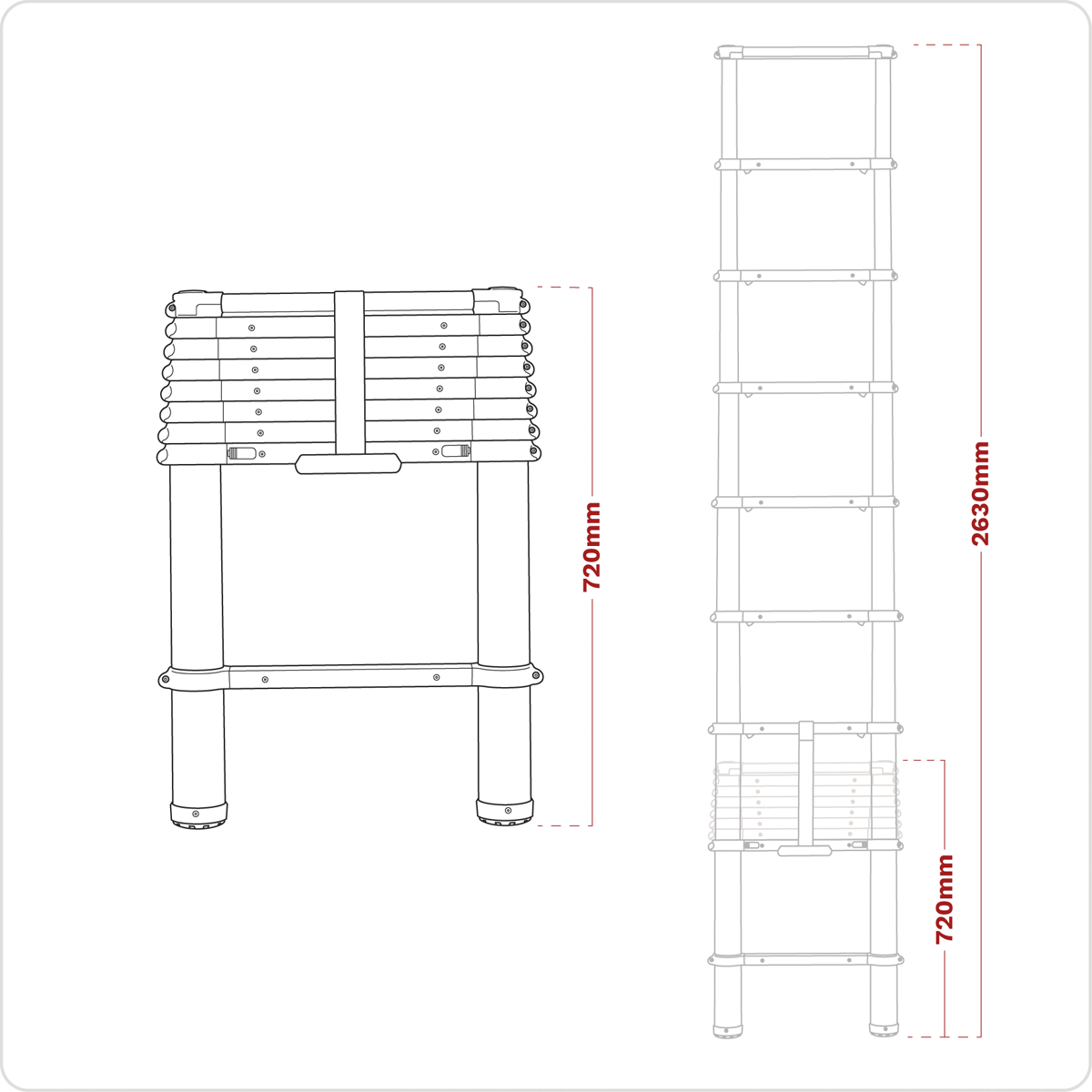 Telescopic Ladder 9-Tread Aluminium - BS EN 131