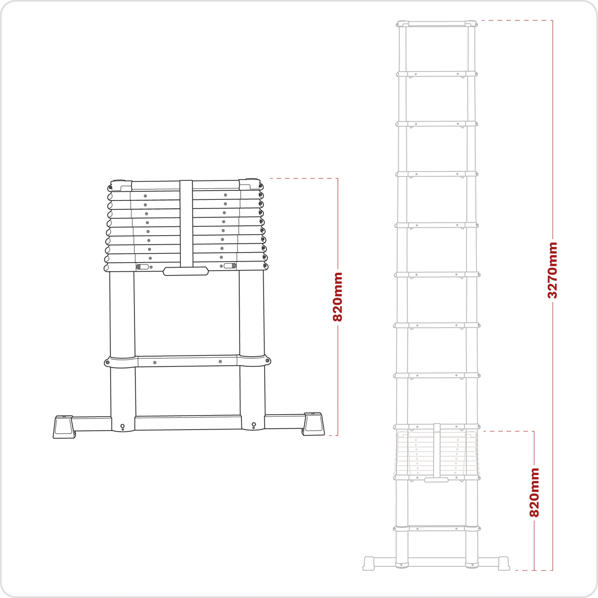 Telescopic Ladder 11-Tread Aluminium - BS EN 131