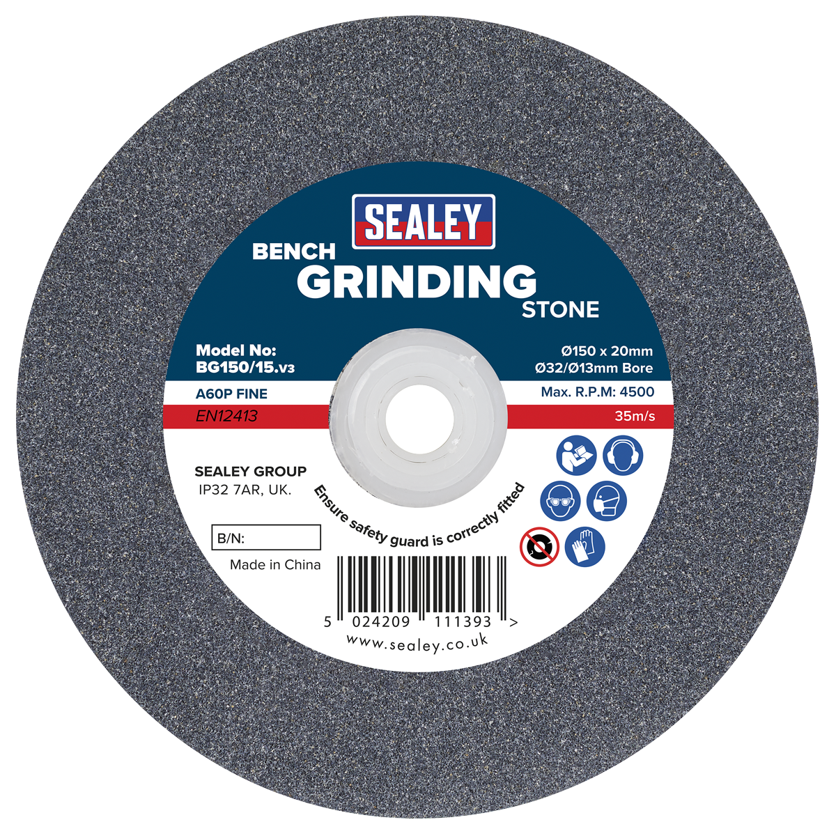 150 x 20mm Grinding Stone 32(13)mm Bore - A60P Fine