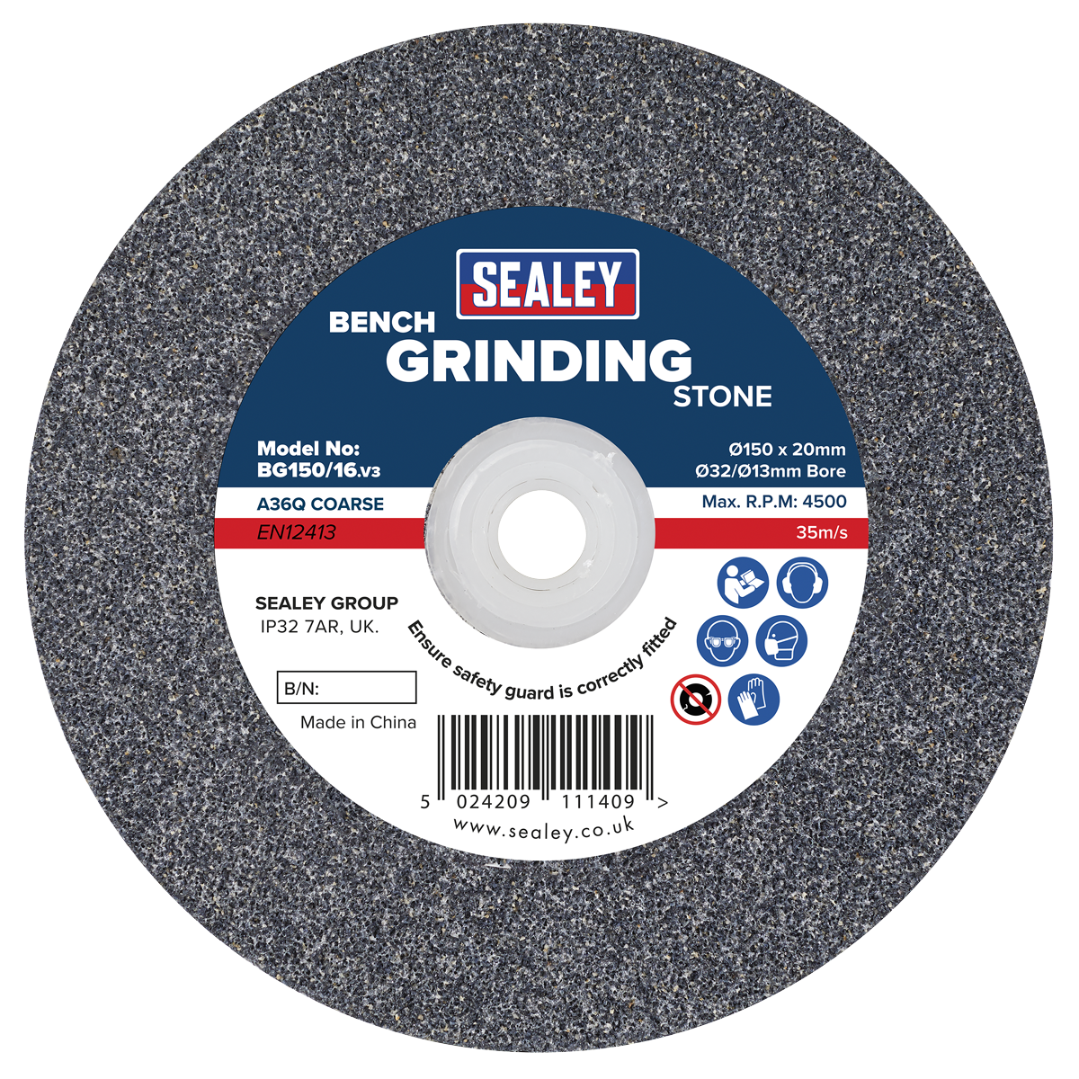 150 x 20mm Grinding Stone 32(13)mm Bore - A36Q Coarse