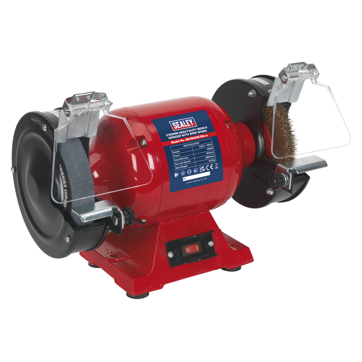 Heavy-Duty 150mm Bench Grinder with Wire Wheel 450W/230V