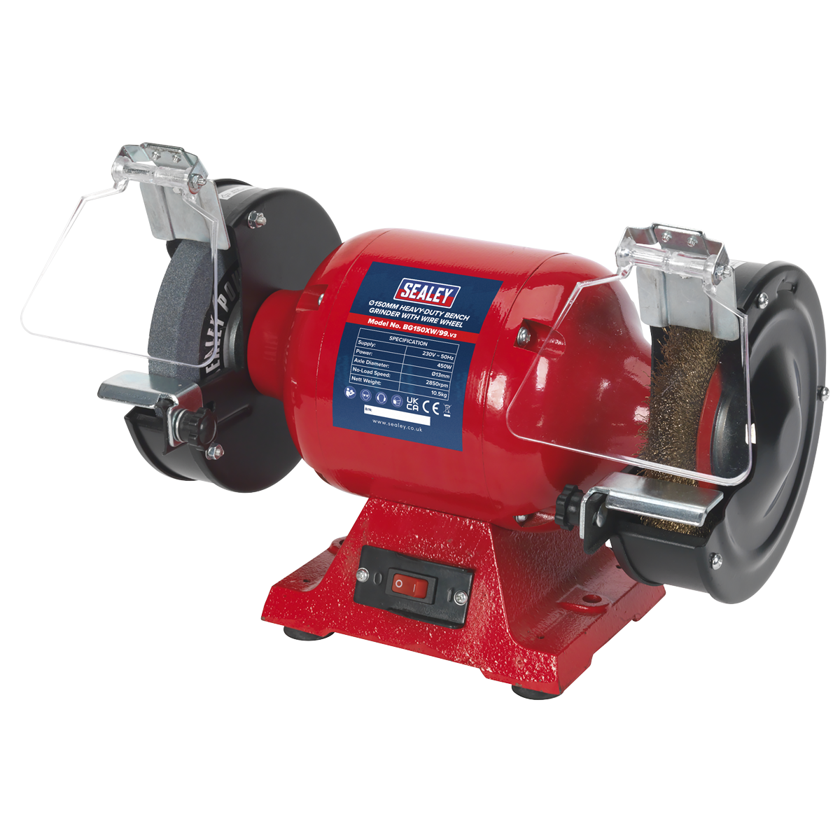 Heavy-Duty 150mm Bench Grinder with Wire Wheel 450W/230V
