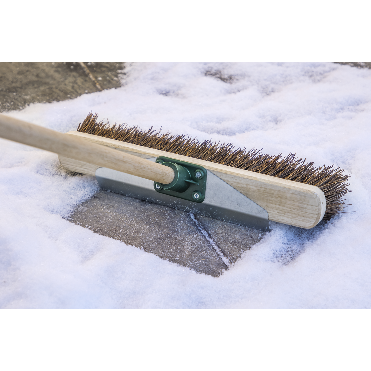 Heavy-Duty Stiff/Hard Bristle Broom with Scraper 16"(405mm)