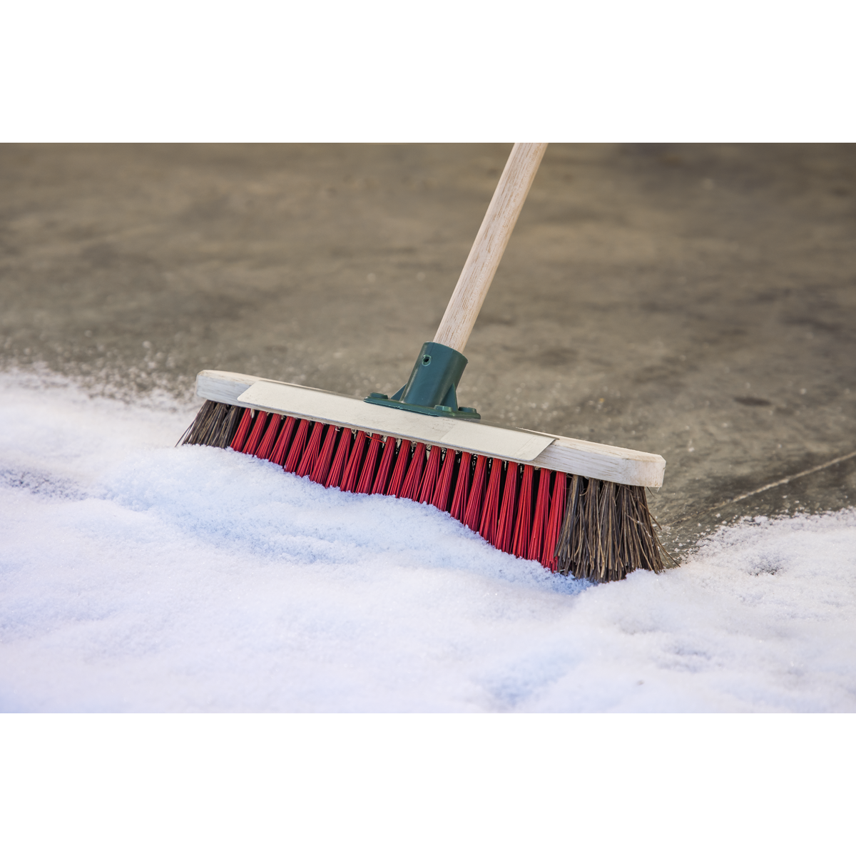 Heavy-Duty Stiff/Hard Bristle Broom with Scraper 16"(405mm)