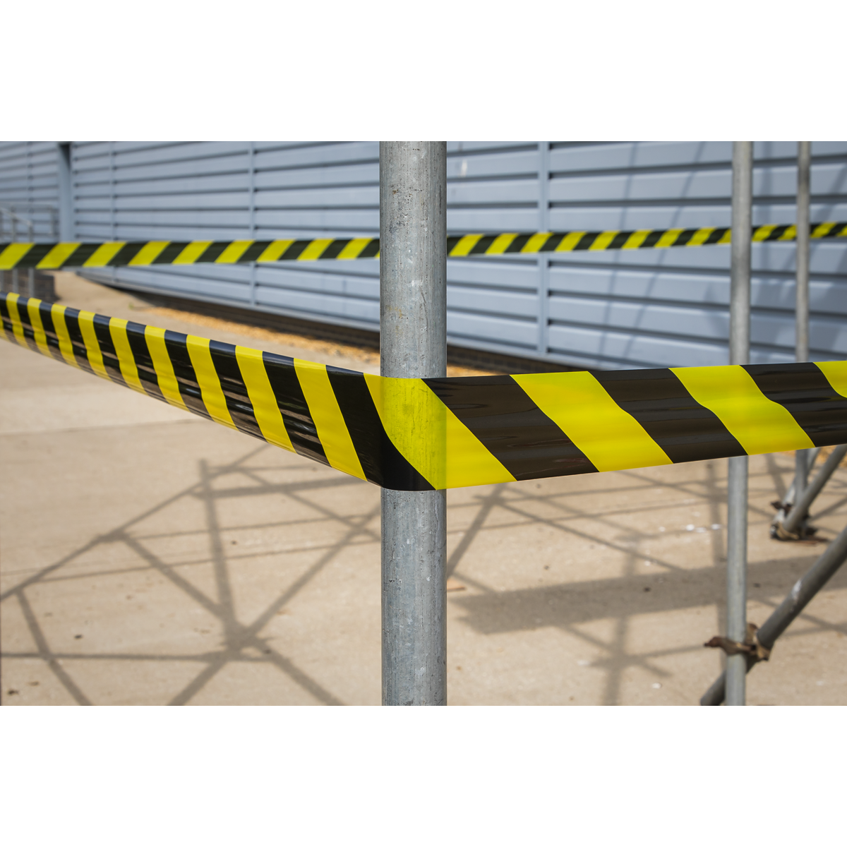 Non-Adhesive Hazard Warning Barrier Tape 80mm x 100m - Black/Yellow