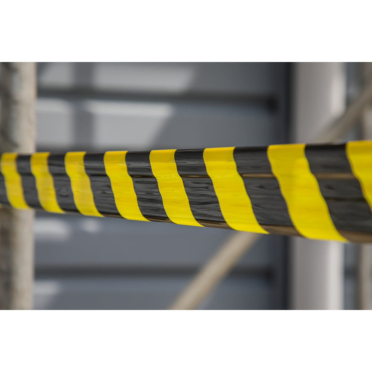 Non-Adhesive Hazard Warning Barrier Tape 80mm x 100m - Black/Yellow