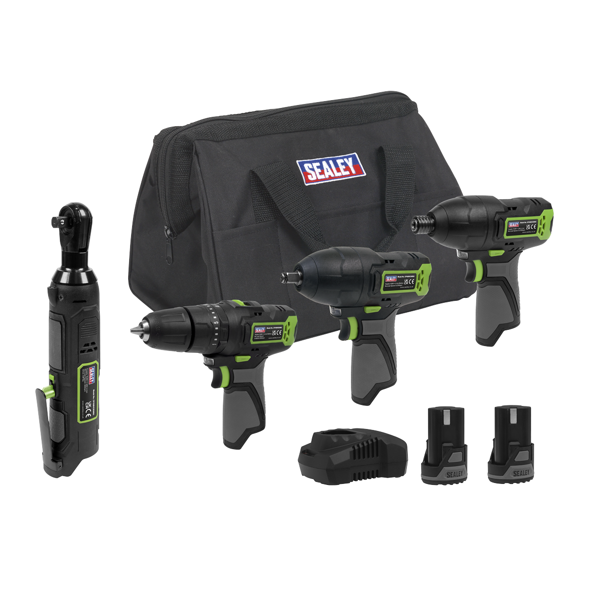 4 x SV10.8 Series Cordless Combo Kit 10.8V - 2 Batteries & Euro Plug