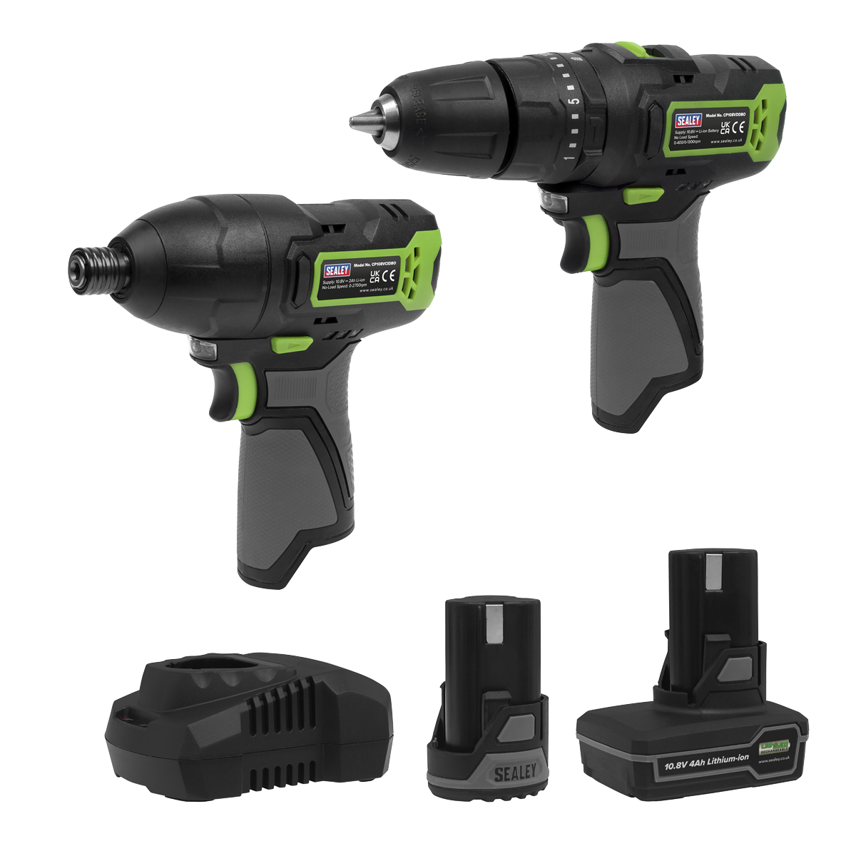 2 x SV10.8 Series Cordless Combi Drill & Impact Driver Kit 10.8V - 2 Batteries