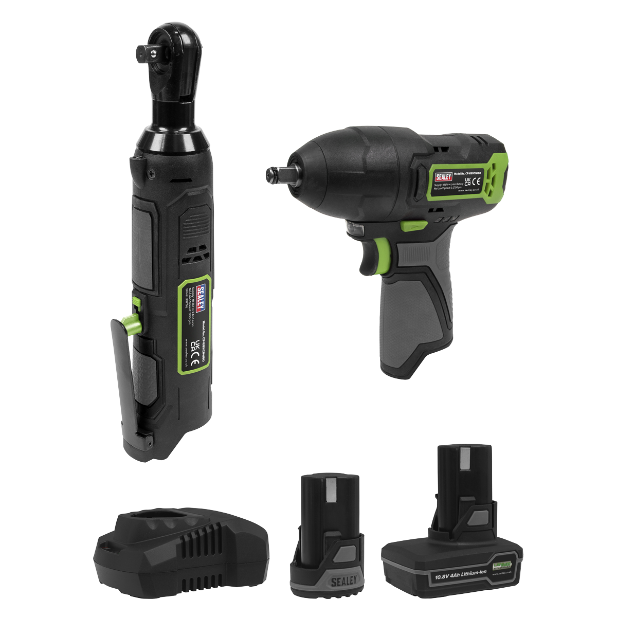 2 x SV10.8 Series Cordless Impact Wrench & Ratchet Wrench Kit 10.8V - 2 Batteries