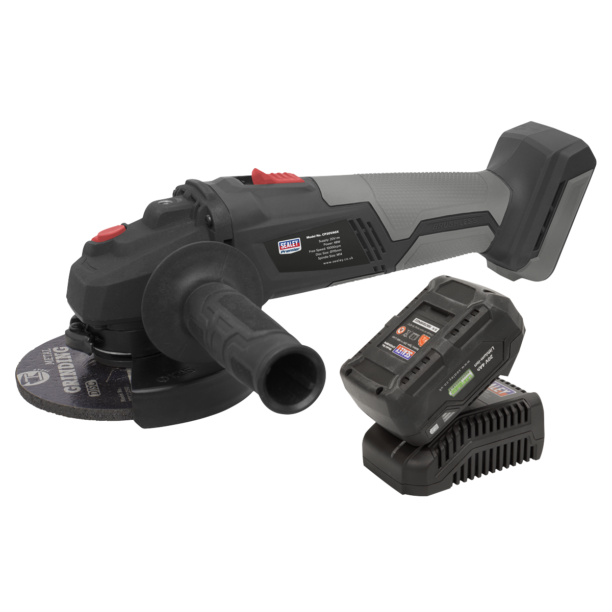 Premier SV20 Series 115mm Brushless Cordless Angle Grinder Kit 20V 4Ah