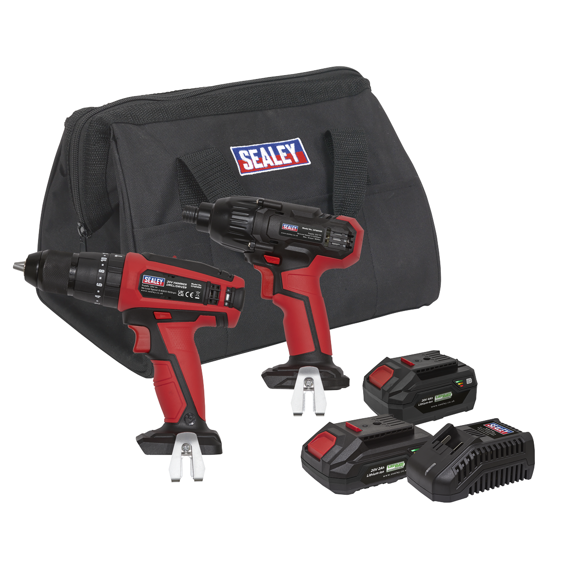 2 x SV20 Series Cordless 13mm Combi Drill & 1/4"Hex Drive Impact Driver Combo Kit 20V - 2 Batteries