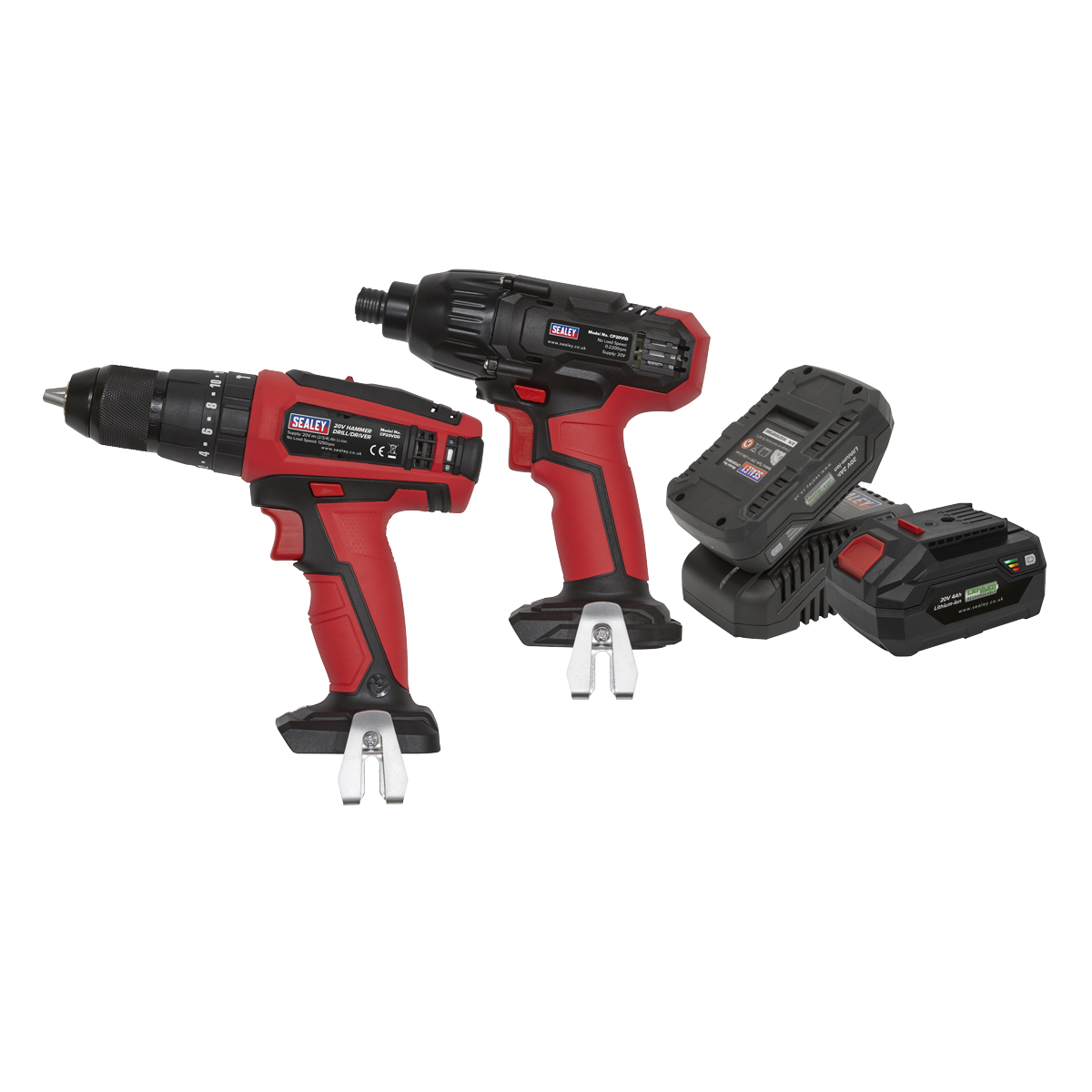 2 x SV20 Series Cordless 13mm Combi Drill & 1/4"Hex Drive Impact Driver Combo Kit 20V - 2 Batteries
