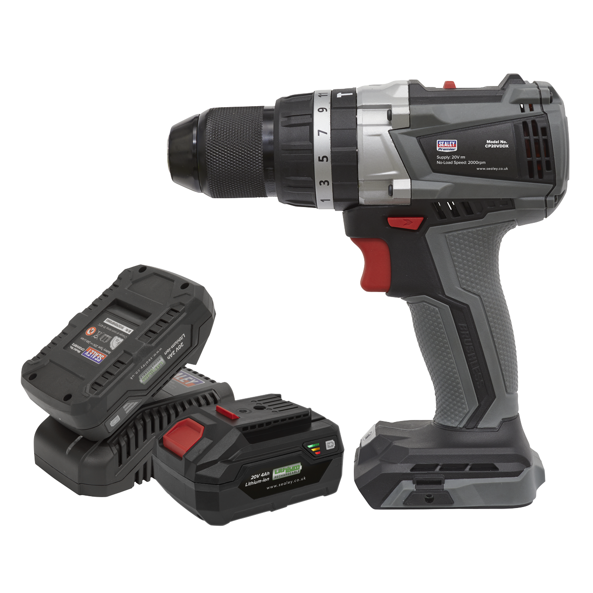 Premier SV20 Series 13mm Brushless Cordless Combi Drill Kit 20V - 2 Batteries
