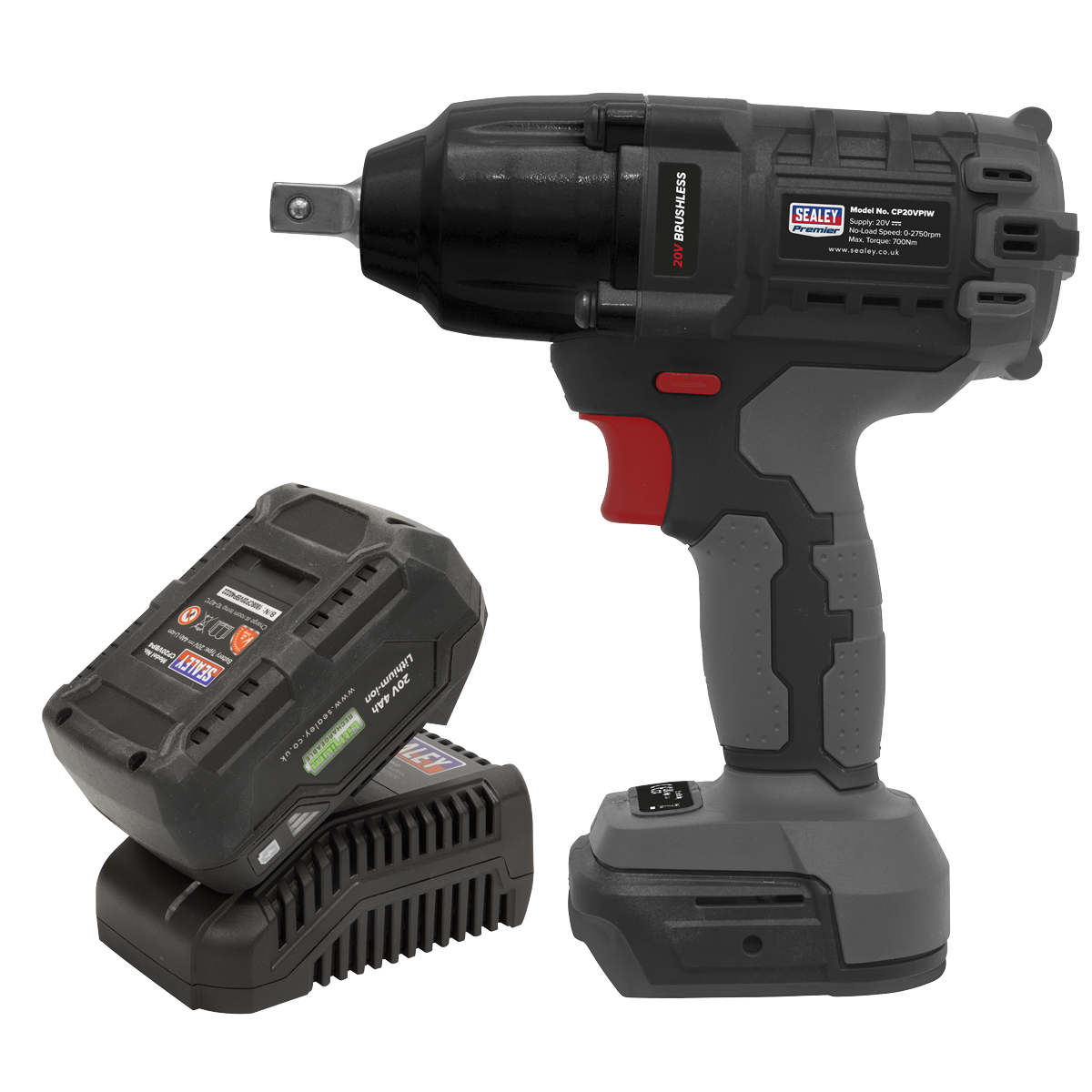 Premier SV20 Series 1/2"Sq Drive Brushless Cordless Impact Wrench Kit 20V 4Ah
