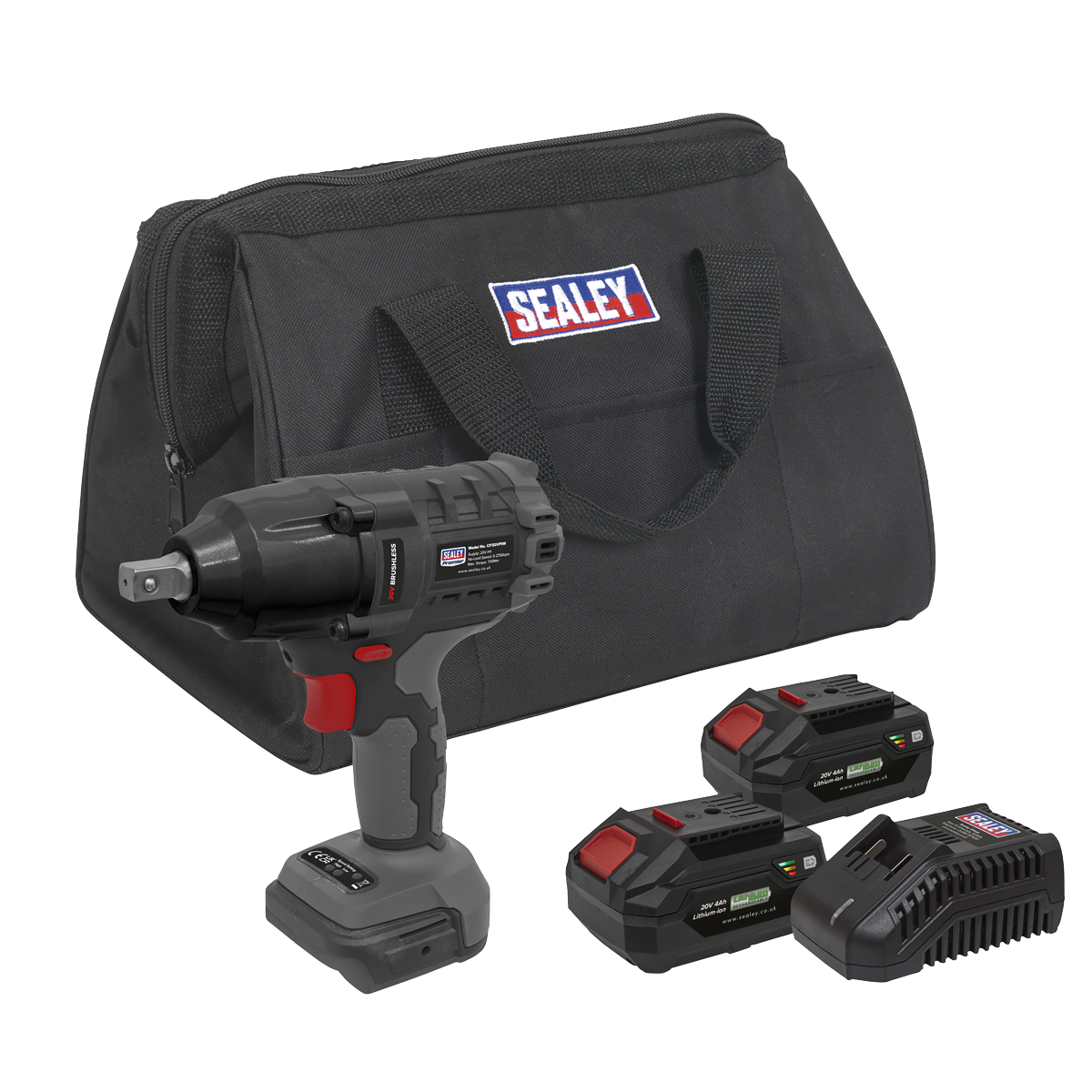 Premier SV20 Series 1/2"Sq Drive Brushless Cordless Impact Wrench Kit 20V 4Ah - 2 Batteries