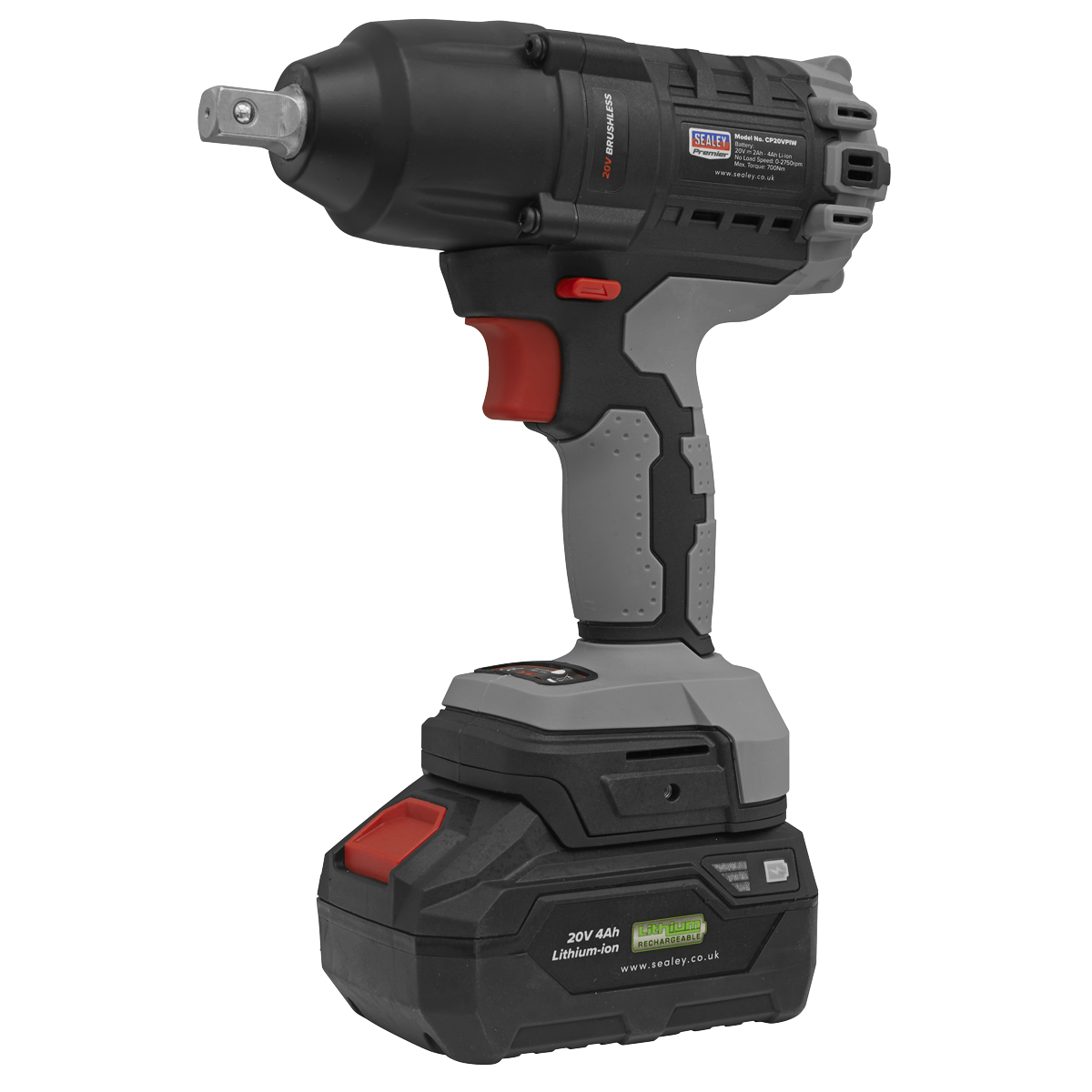Premier SV20 Series 1/2"Sq Drive Brushless Cordless Impact Wrench Kit 20V 4Ah