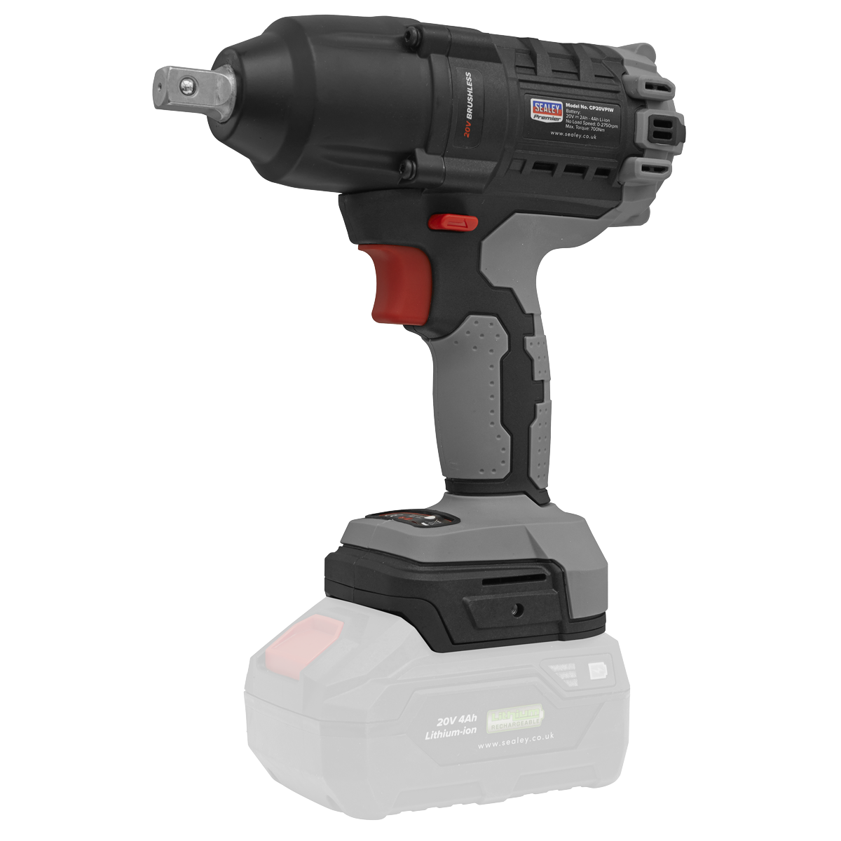 Premier SV20 Series 1/2"Sq Drive Brushless Cordless Impact Wrench Kit 20V 4Ah