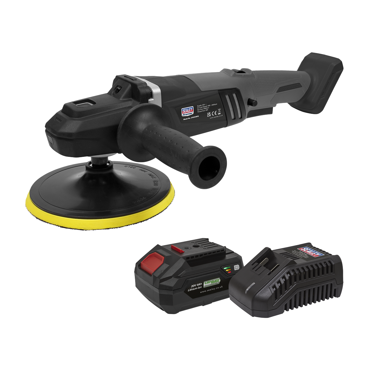 Premier SV20 Series 180mm Brushless Cordless Rotary Polisher 20V 4Ah