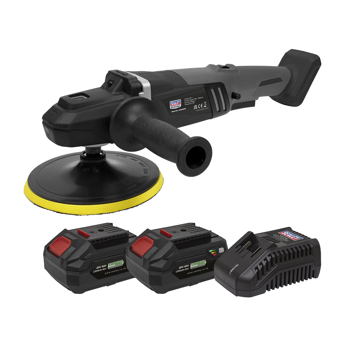 Premier SV20 Series 180mm Brushless Cordless Rotary Polisher 20V 4Ah - 2 Batteries