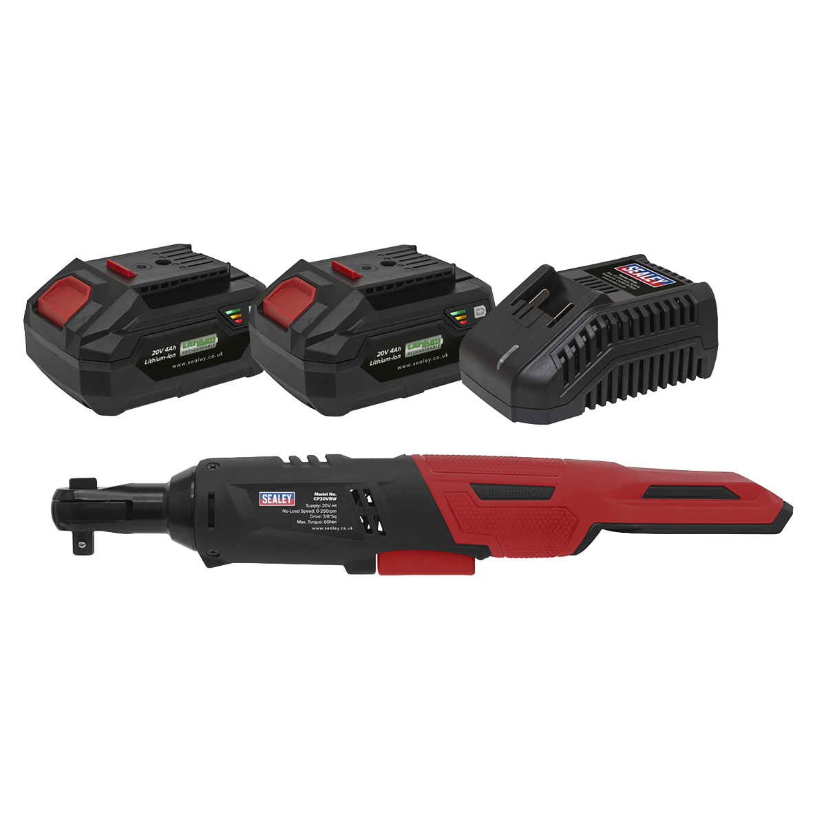 SV20 Series 3/8"Sq Drive Cordless Ratchet Wrench Kit 60Nm 20V 4Ah - 2 Batteries