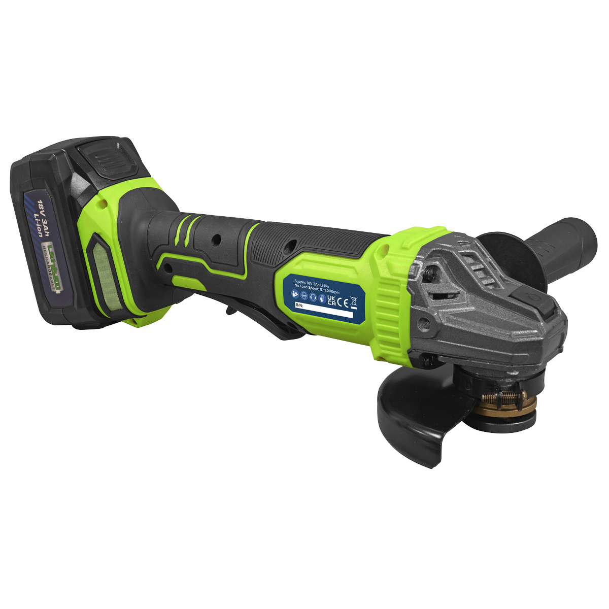 18V 3Ah 115mm Cordless Angle Grinder - Green