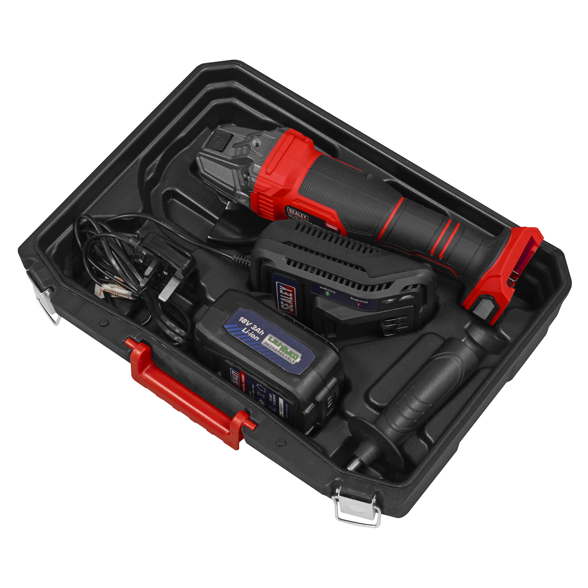 115mm Cordless Angle Grinder 18V 3Ah - Red