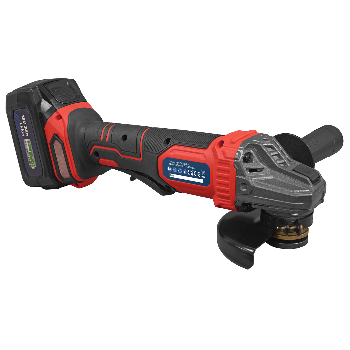 115mm Cordless Angle Grinder 18V 3Ah - Red