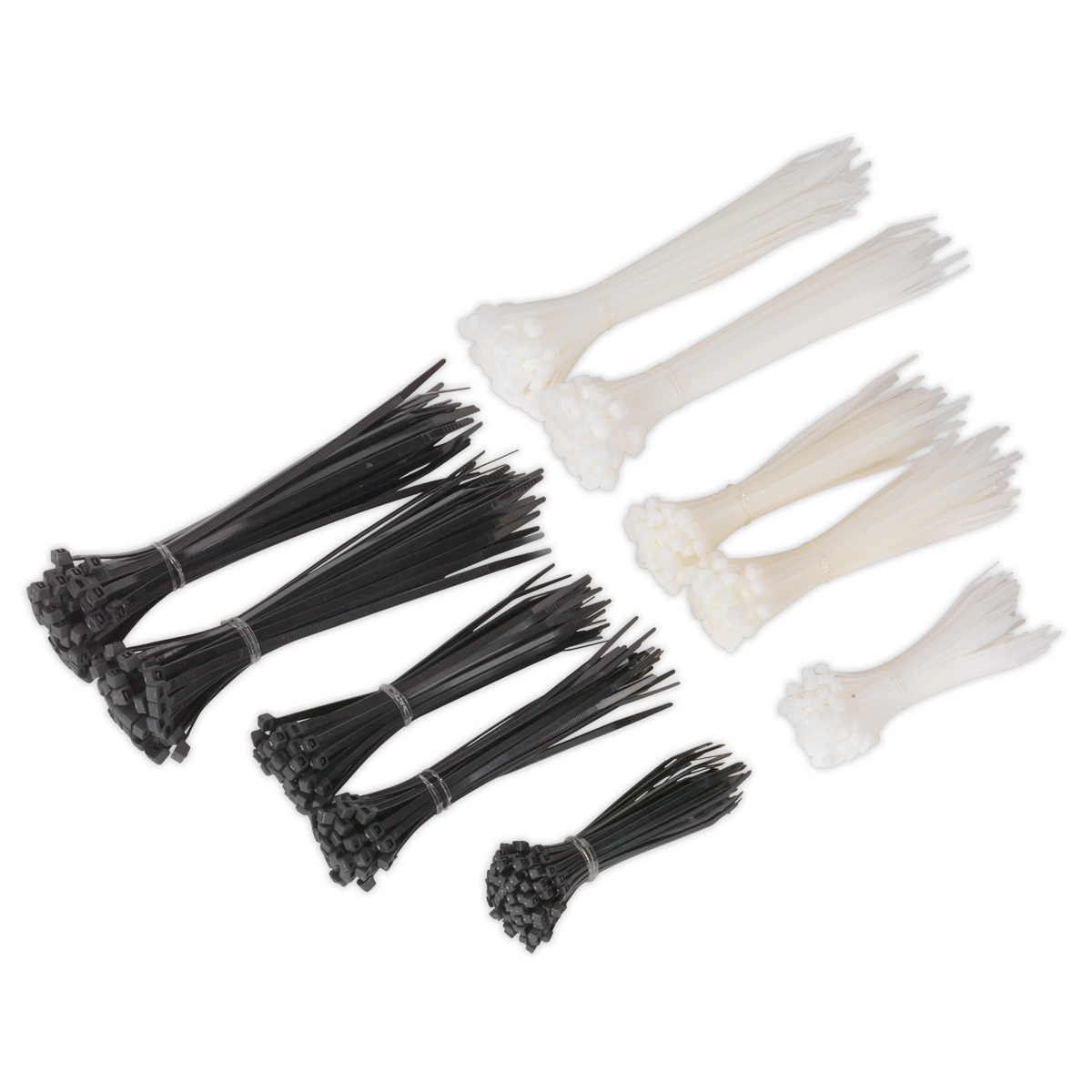 Cable Tie Assortment, Black/White - Pack of 600