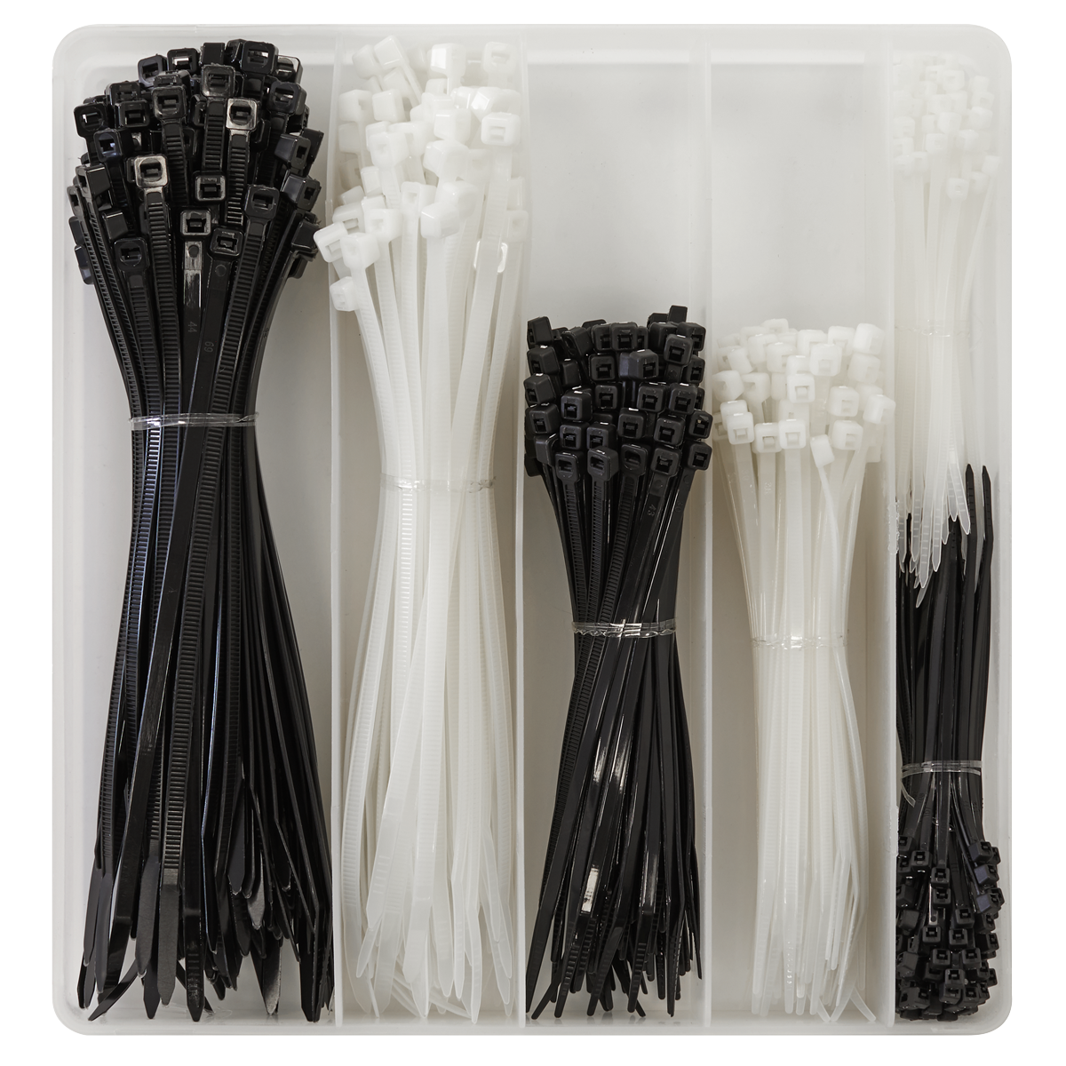 Cable Tie Assortment, Black/White - Pack of 600