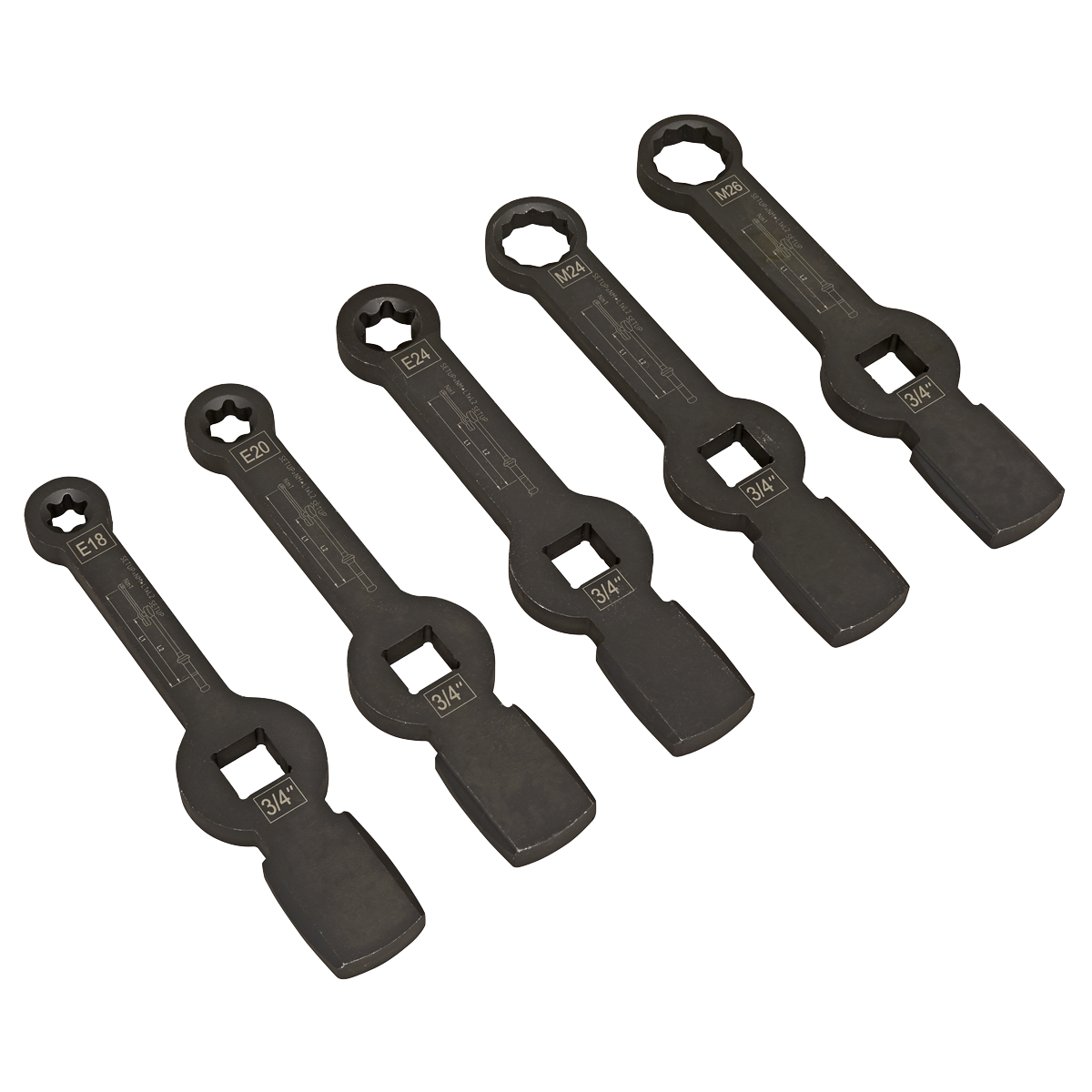 Brake Caliper Slogging Wrench Set 5pc