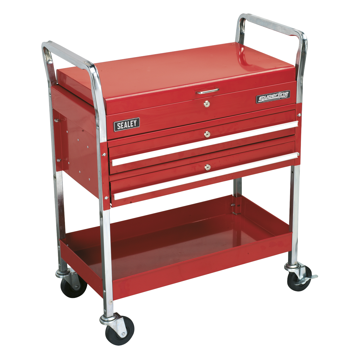 Superline PRO® Heavy-Duty Trolley with Lockable Top & 2 Drawers 2-Level