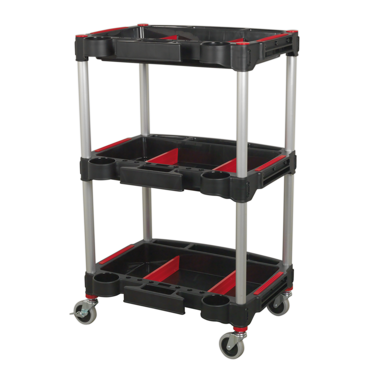 Composite Workshop Trolley with Parts Storage 3-Level