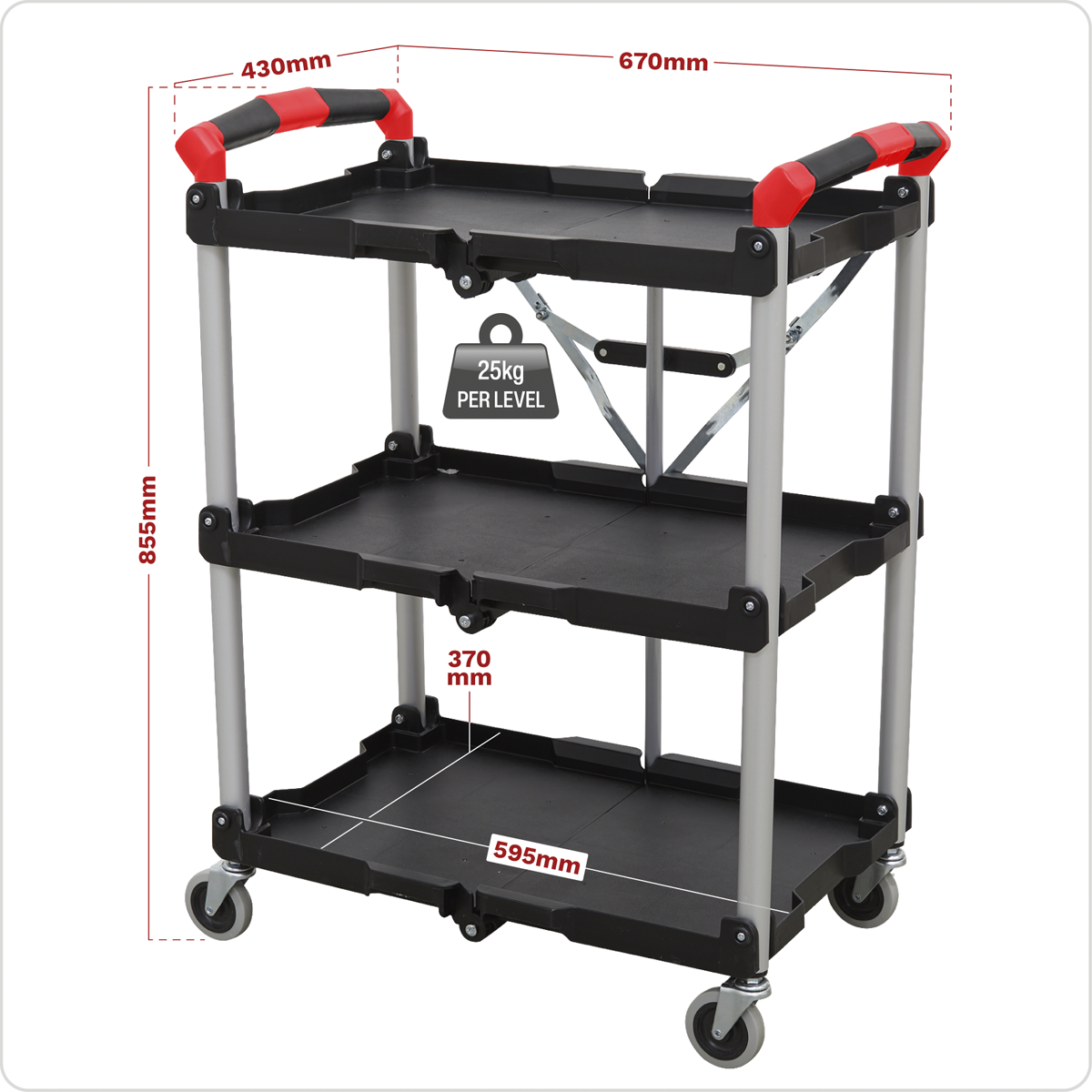 Folding Workshop Trolley 3-Level
