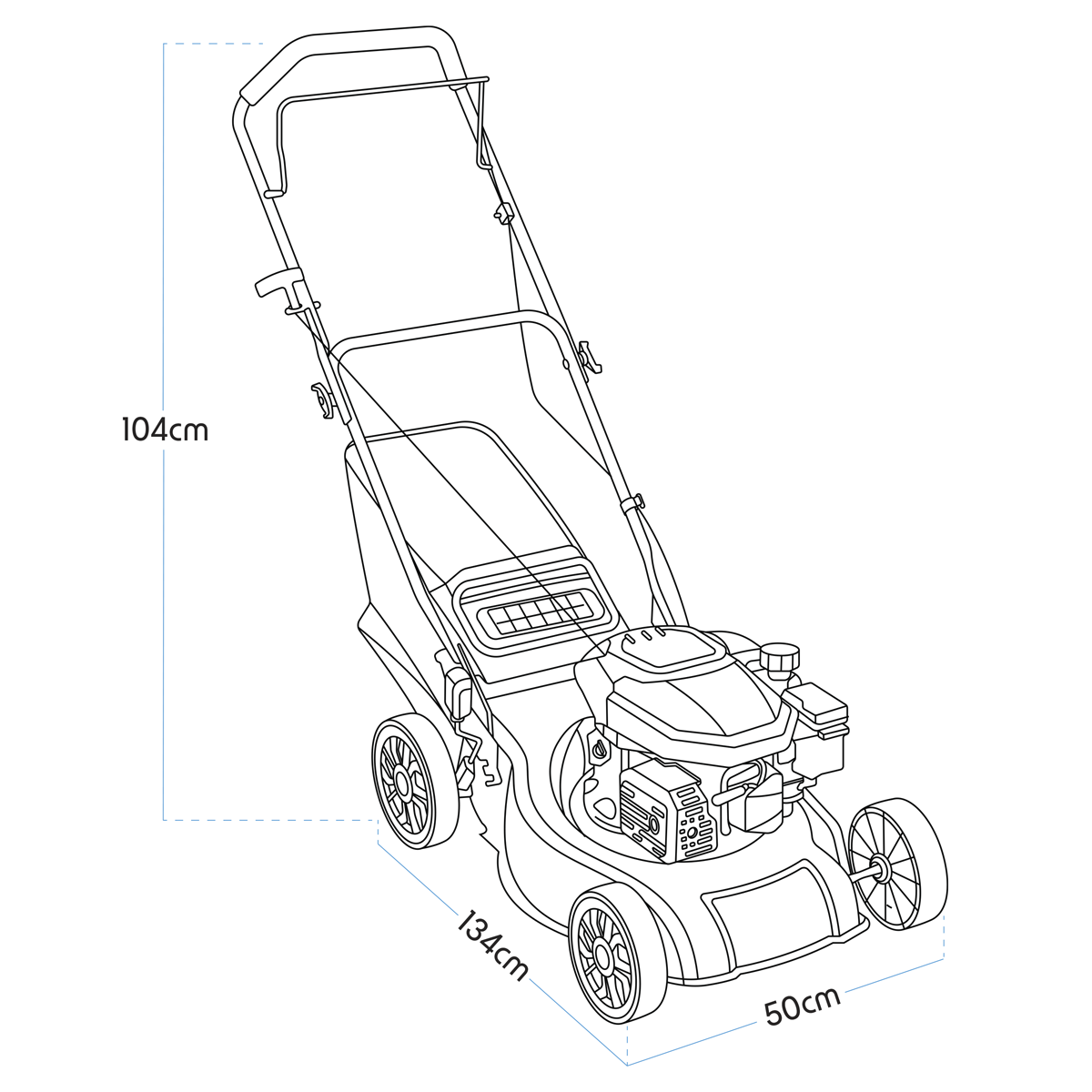 Dellonda Hand-Propelled Petrol Lawnmower Grass Cutter, 127cc 17"/41cm 4-Stroke