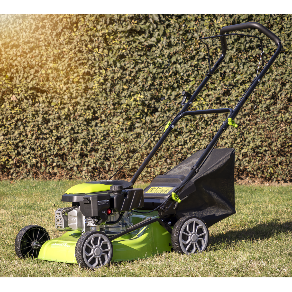 Dellonda Hand-Propelled Petrol Lawnmower Grass Cutter, 127cc 17"/41cm 4-Stroke