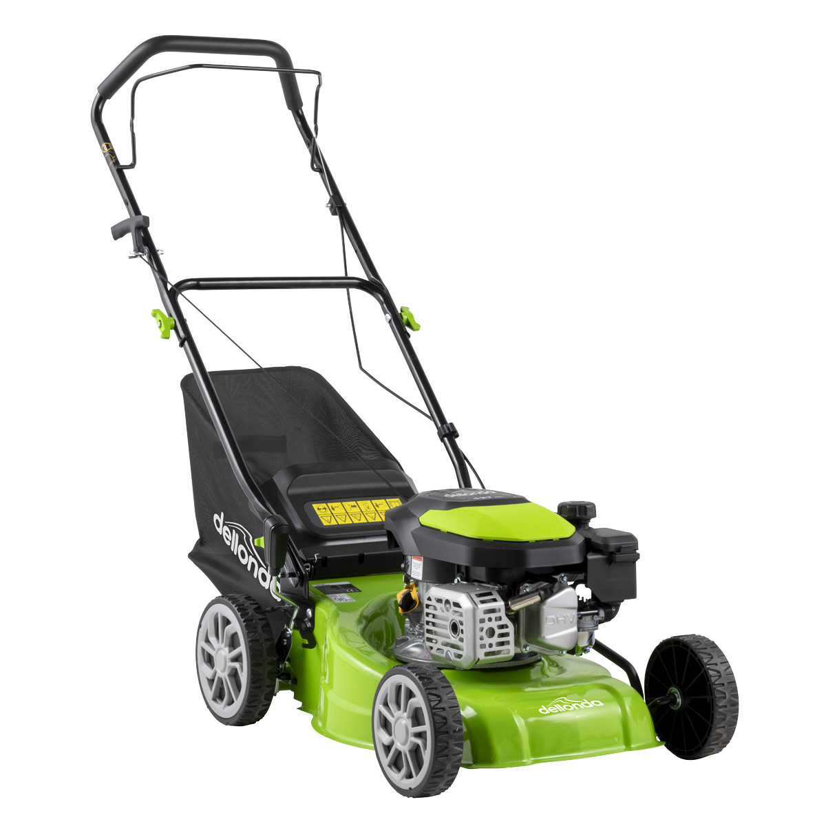 Dellonda Hand-Propelled Petrol Lawnmower Grass Cutter, 127cc 17"/41cm 4-Stroke